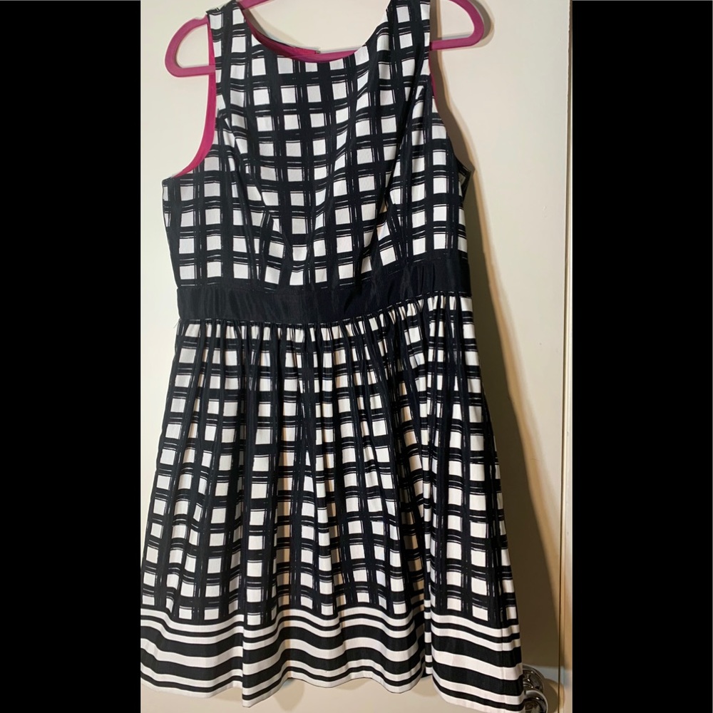 Black and white fit and flare dress